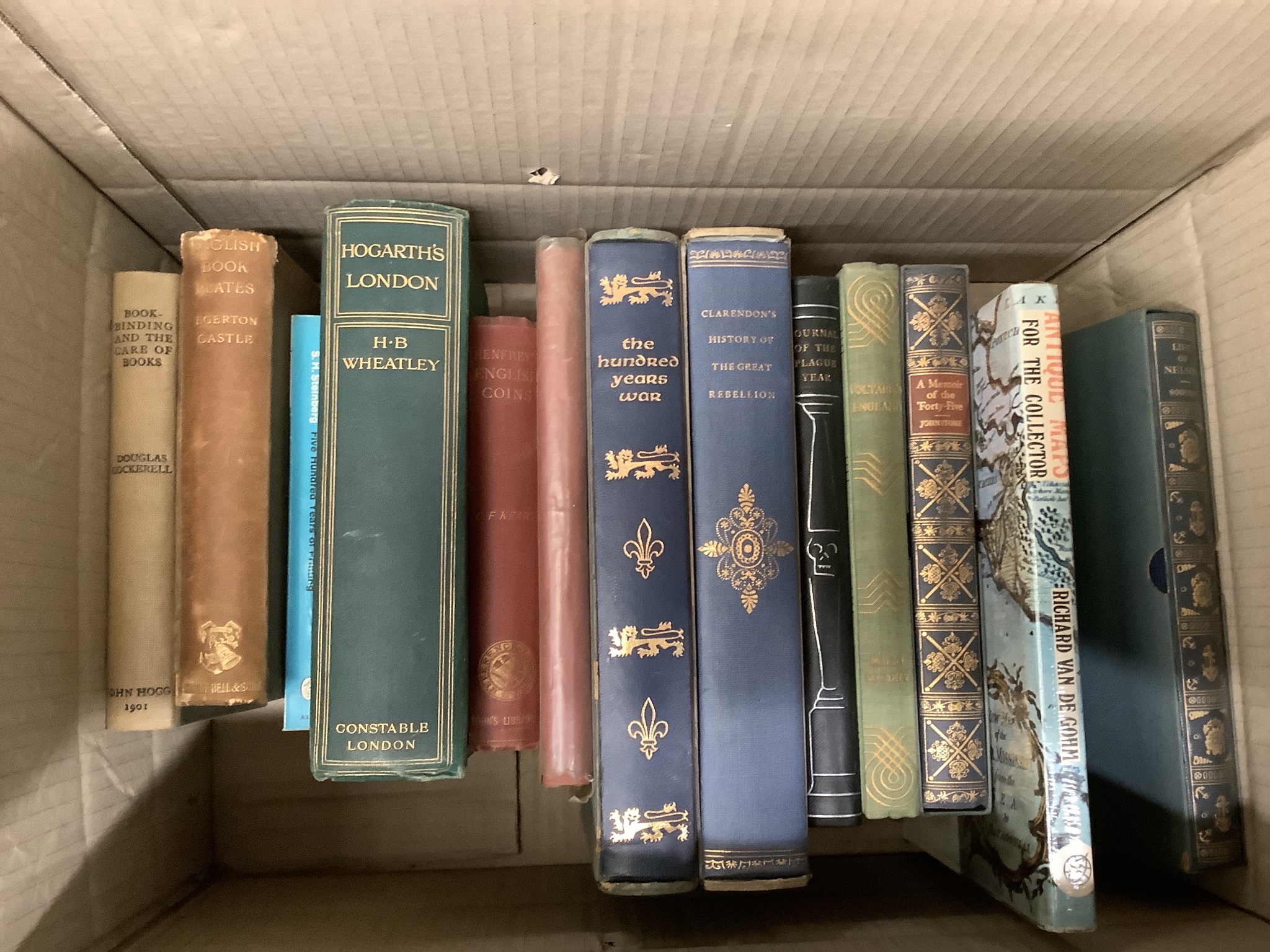 Six boxes of assorted books, reference, local history, etc.